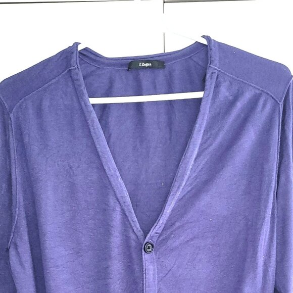 Z Zegna Purple Silk and Cotton Cardigan Sweater Size L - Picture 3 of 5